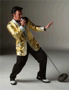 Mike as Elvis in gold lame